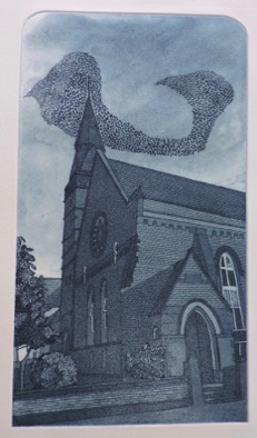 Unitarian Church Scarborough etching by Michael Atkin